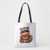 Tote Bag Raton laveur mignon avec pastèque (Devant)