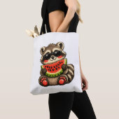 Tote Bag Raton laveur mignon avec pastèque (De près)