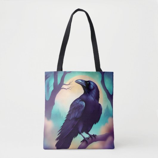 Tote Bag Raven in the moonlight Halloween  (Devant)