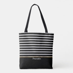 Tote Bag Rayé Noir et Blanc - Personnaliser