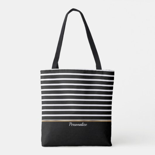 Tote Bag Rayé Noir et Blanc - Personnaliser (Dos)