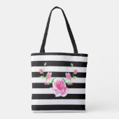 Tote Bag Rayé Stylé | Rose Rose (Dos)