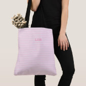 Tote Bag Rayo Douce Rose Classique Monogramme Initiales (De près)