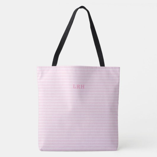 Tote Bag Rayoires Monogramme Classique à Rayures Rose Tendr (Devant)