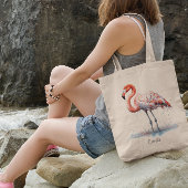 Tote Bag Rayonnement de Flamant rose : Aquarelle, personnal