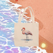 Tote Bag Rayonnement de Flamant rose : Aquarelle, personnal