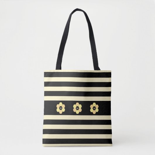Tote Bag Rayons de miel sur rayures (Devant)