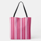 Tote Bag Rayure de tente de la moitié du siècle - rose et (Dos)