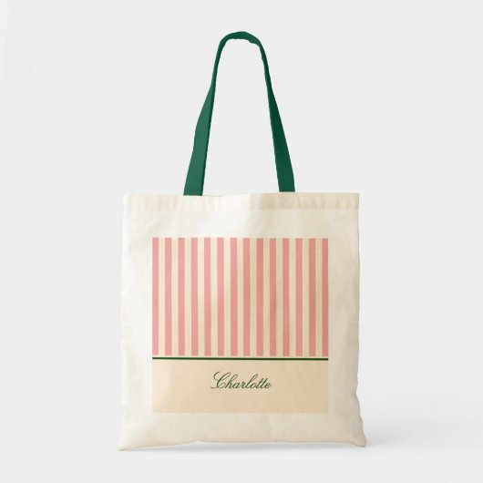 Tote Bag Rayure rose pastel chic et BCBG  (Devant)