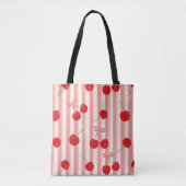 Tote Bag Rayure Ruban Cerise (Devant)