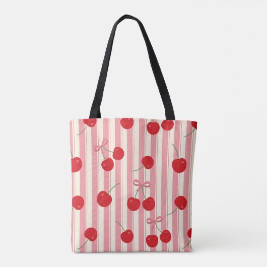 Tote Bag Rayure Ruban Cerise (Dos)