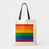Tote Bag Rayures 1970 d'arc-en-ciel (Devant)