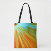 Tote Bag rayures Abstraites rouge jaune orange vert sur ble (Devant)