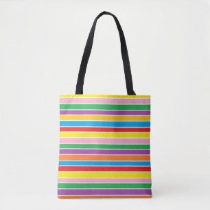 Tote Bag Rayures arc-en-ciel colorées