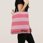 Tote Bag Rayures aux teintes de rose (De près)