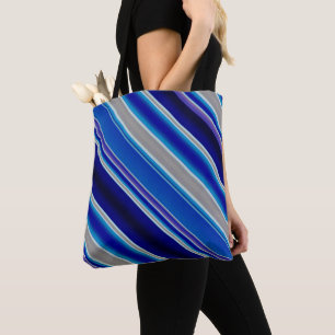 Tote Bag Rayures Bleu Beige et Lavande
