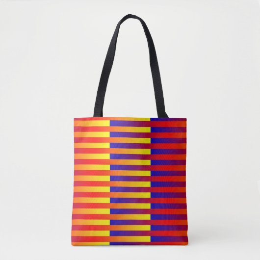 Tote Bag Rayures Bleu Rouge Jaune (Devant)