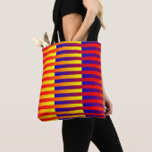 Tote Bag Rayures Bleu Rouge Jaune (De près)