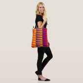Tote Bag Rayures Bleu Rouge Jaune (Sur le modèle)