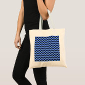 Tote Bag Rayures bleues et noires de zigzag (Devant (produit))