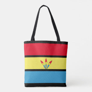 Tote Bag Rayures bleues, jaunes et rouges
