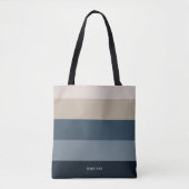 Tote Bag Rayures Chic Moderne avec Monogramme (Devant)