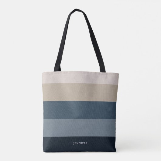 Tote Bag Rayures chic modernes avec monogramme (Dos)