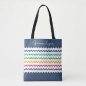 Tote Bag Rayures Colorées Monogramme (Devant)