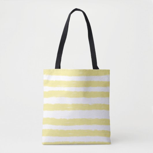 Tote Bag Rayures d'aquarelle blanche jaune soleil (Devant)