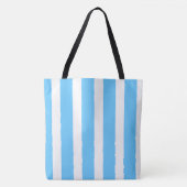 Tote Bag Rayures de cabane bleu ciel et blanc (Devant)