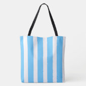 Tote Bag Rayures de cabane bleu ciel et blanc (Dos)