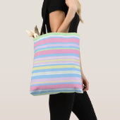 Tote Bag Rayures de couleurs pastel (De près)
