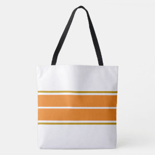 Tote Bag Rayures de course jumelles orange vif d'été sur fo