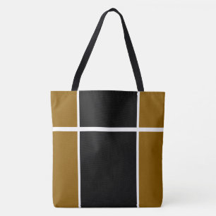Tote Bag Rayures de course marron doré noir moderne sportiv