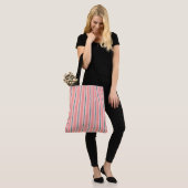 Tote Bag Rayures d'été - corail et turquoise (Sur le modèle)