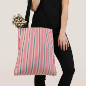 Tote Bag Rayures d'été - corail et turquoise (De près)