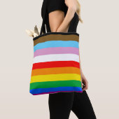 Tote Bag Rayures du drapeau de progrès LGBTQ+ (De près)