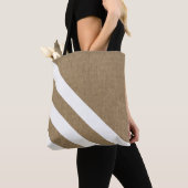 Tote Bag Rayures élégantes de blanc de toile de jute de (De près)