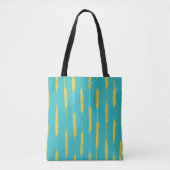 Tote Bag Rayures encrées jaune et turquoise (Devant)