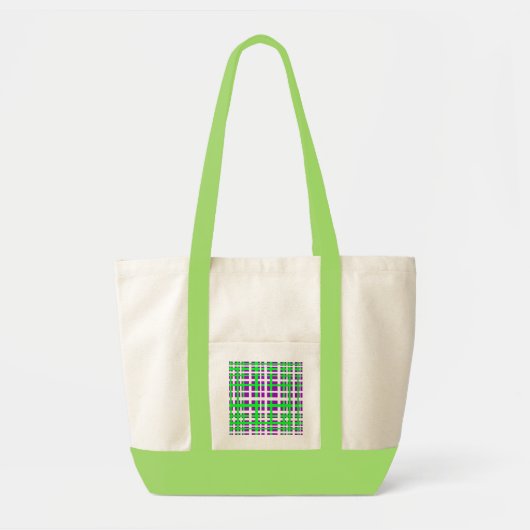 Tote Bag Rayures entrelacées noir vert violet (Devant)