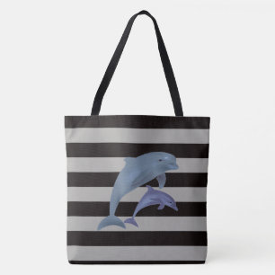 Tote Bag Rayures et dauphins