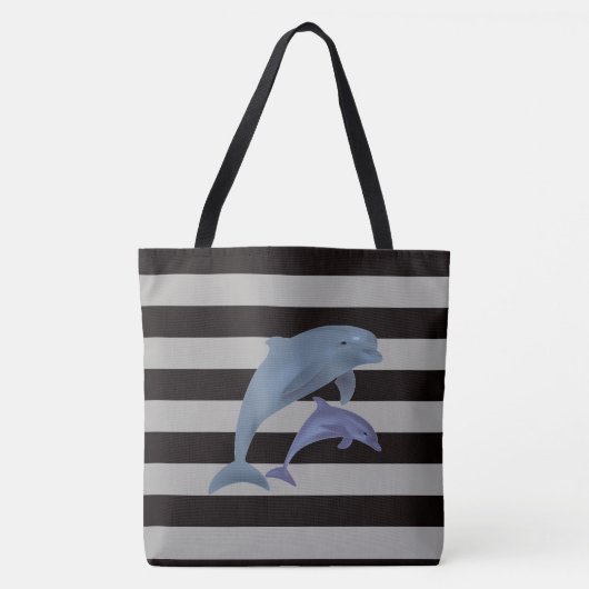 Tote Bag Rayures et dauphins (Devant)