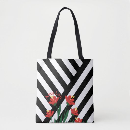Tote Bag Rayures et fleurs (Devant)