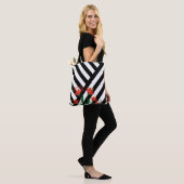 Tote Bag Rayures et fleurs (Sur le modèle)