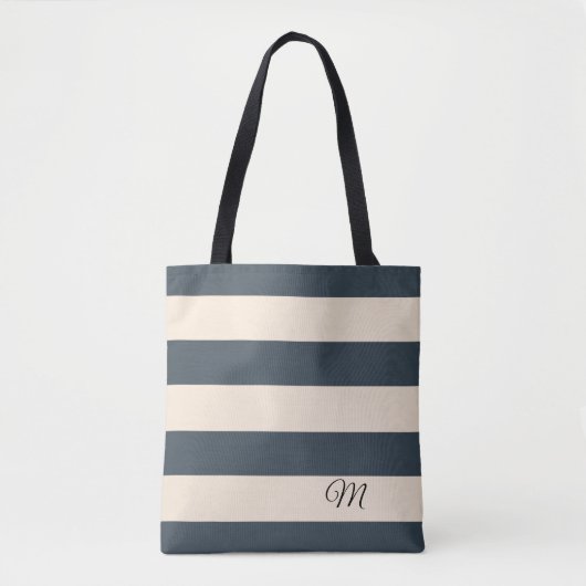 Tote Bag Rayures Gris Charbon (Devant)