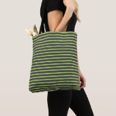 Tote Bag Rayures grises et vertes (De près)