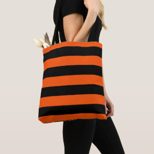 Tote Bag Rayures Halloween noir et orange 