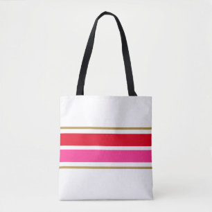Tote Bag Rayures larges de course rouges roses sportives am
