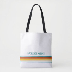 Tote Bag Rayures minimalistes monogrammées rétro