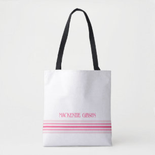 Tote Bag Rayures minimalistes monogrammées rétro